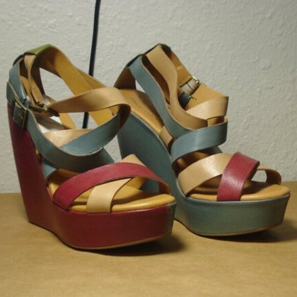 KORK-EASE Sandals Women's Size 7 Red Blue Hailey Wedge Platform K27033 - Picture 12 of 12